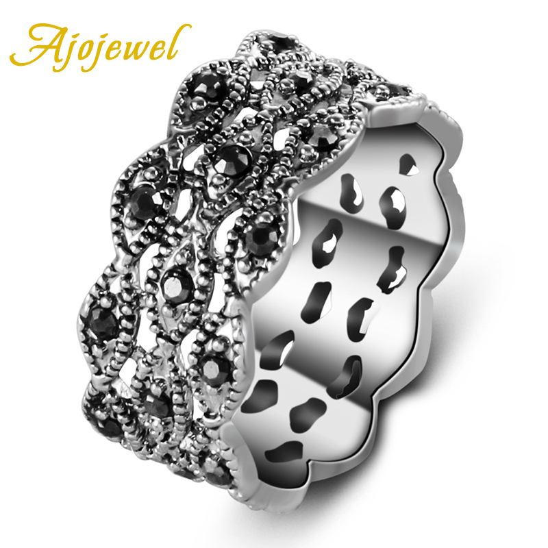 Vintage Collectible Items - Ajojewel 3 katmanlı yapay elmas yüzük