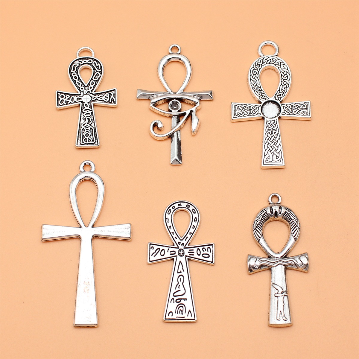 Vintage Collectible Jewelry - 6 adet antik gümüş renk hayat
