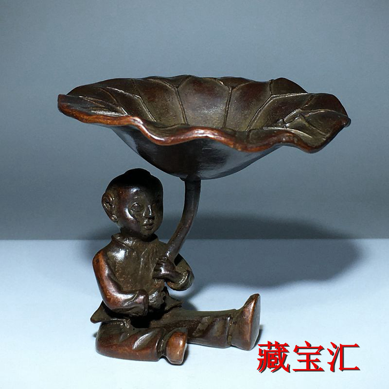 Vintage Collectible Items - Vintage Antika Lotus Yaprağı Çocuk Bronz